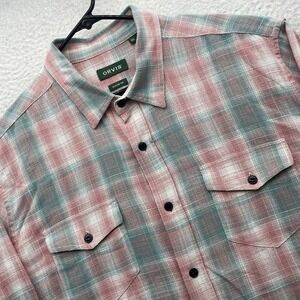 Orvis Button Down Shirt Mens XL Pink Green Plaid Active Fit Long Sleeve Casual